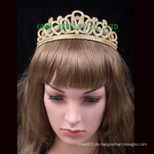 Gold überzogene Tiara-Frauen Rhinestone-Tiara